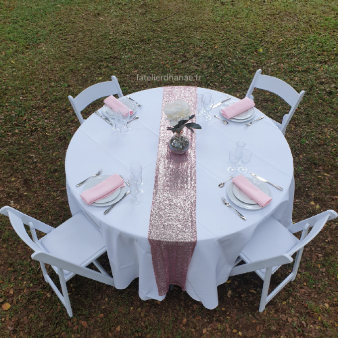 Chemin de table en Sequin Rose nude