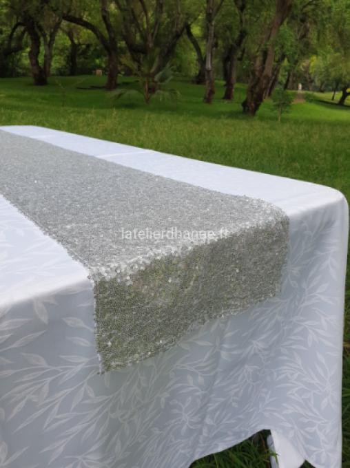 Chemin de table en Sequin Argent