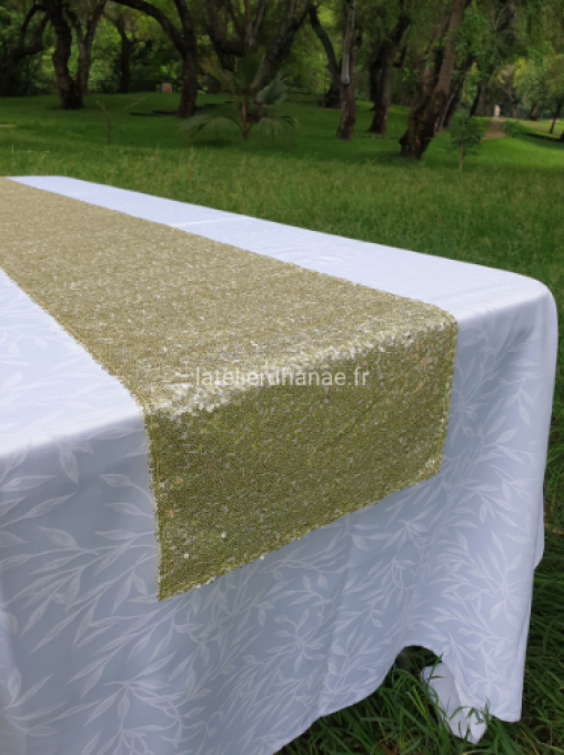 Chemin de table en Sequin Or