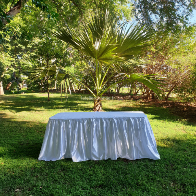 Pack 1 jupe de table en Satin Blanc + 1 1 nappe