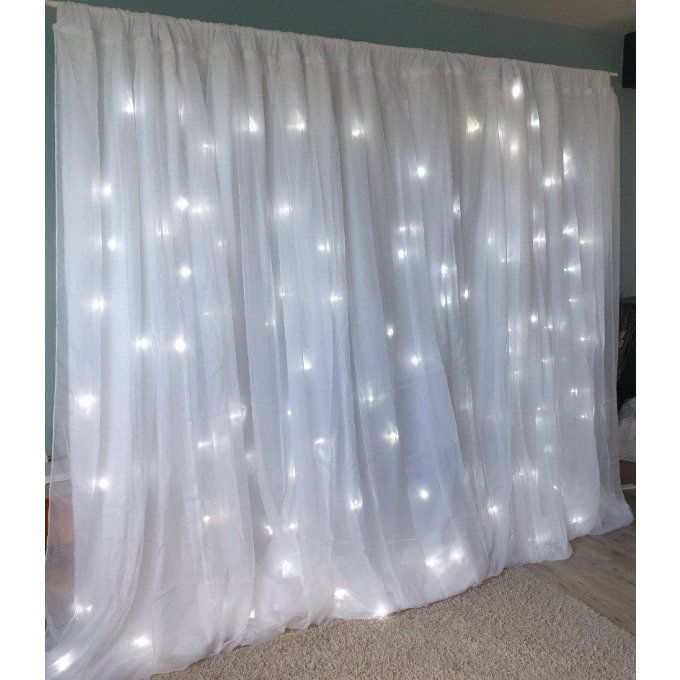 Structure + Rideau lumineux LED blanc froid 4Mm40m de largeur