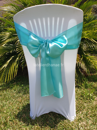 Nœud de chaise satin Vert d'Eau / Bleu Tiffany