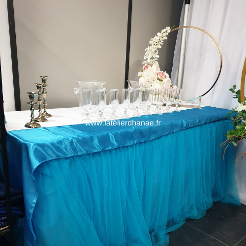 Sharplace Jupe de Table Tulle de Table Linge de Table pour Fête de Naissance Mariage Turquoise 